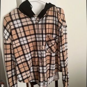 Check tshirt jacket with hoodie